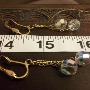 Lovely Aurora Borealis Drop Earrings, clip style